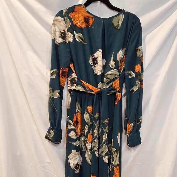 NWT Baltic Born Dress Green Floral Maxi Size Small Tie Belt Lined - Picture 6 of 10
